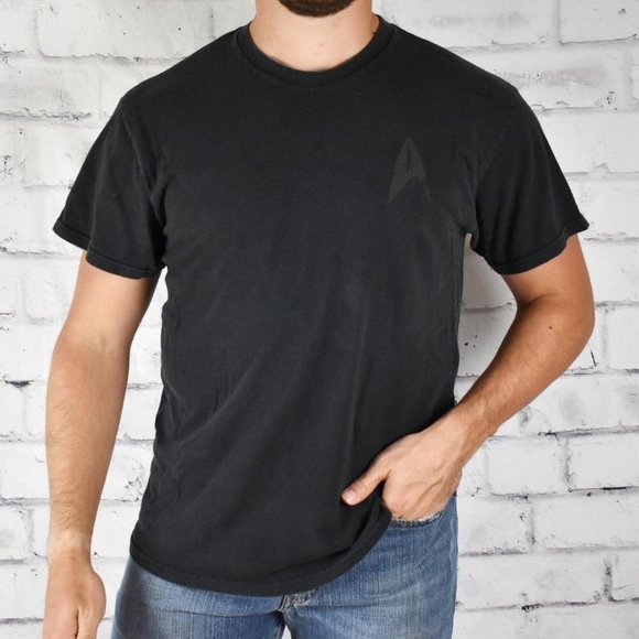 2013 Star Trek Into Darkness Black Graphic Tee with Fade - Picture 1 of 4
